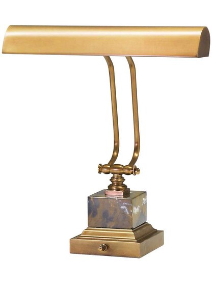 12 inch Piano Desk Lamp with Square Base in Weathered Brass.